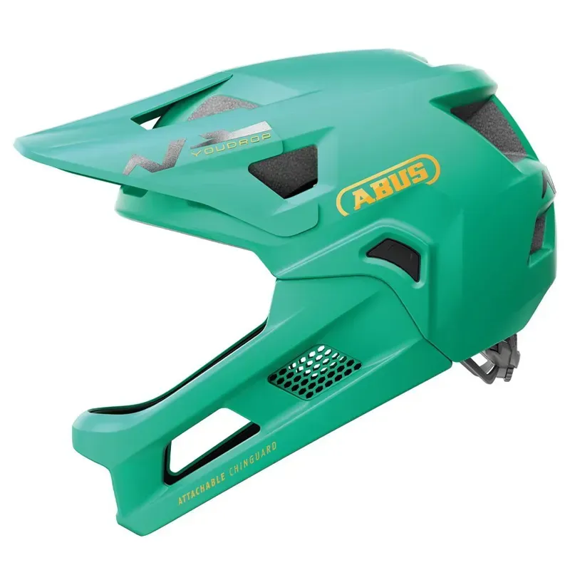 Abus YouDrop FF Kids' Full Face Mountain Bike Helmet 48-55cm in Sage Green