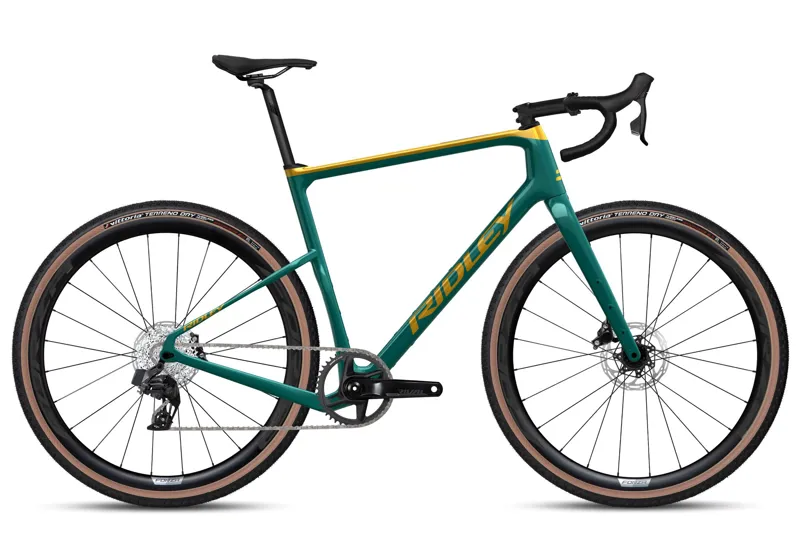 Ridley Kanzo Adventure in Honey Gold Metallic and Ocean Green - Sram Rival AXS XPLR 1x12sp